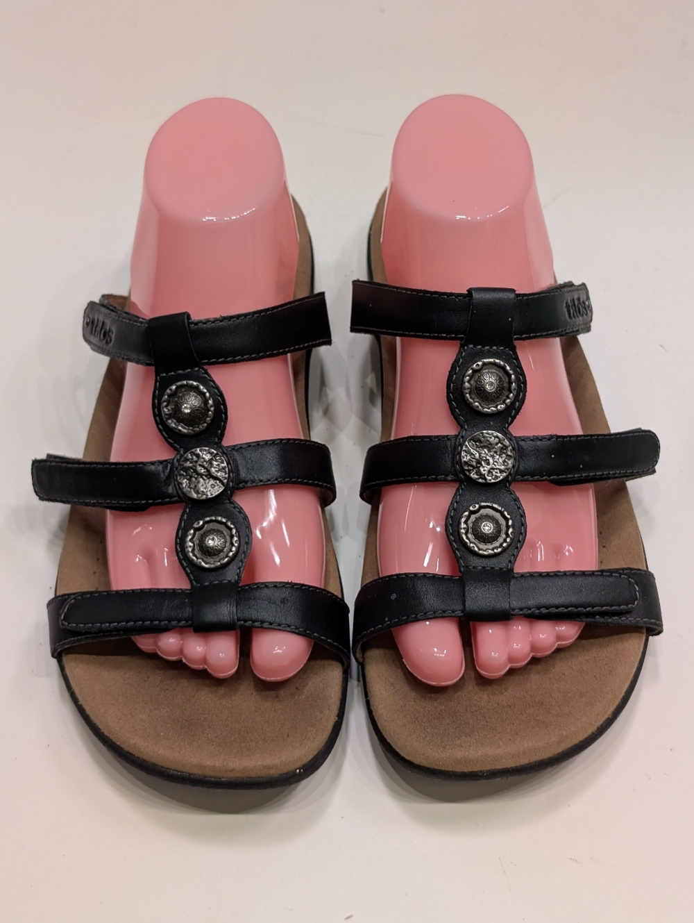 Taos Women's 11 Prize 3 Premium Leather Slide Sandals Black